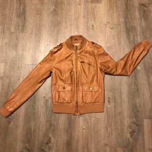 Light Brown Faux Leather Jacket